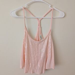 Abercrombie & Fitch Womens Medium NWT Pink Sequin Tank Festival Hippie Cottage